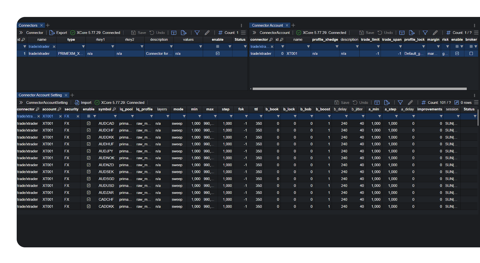 Define trading and routing rules